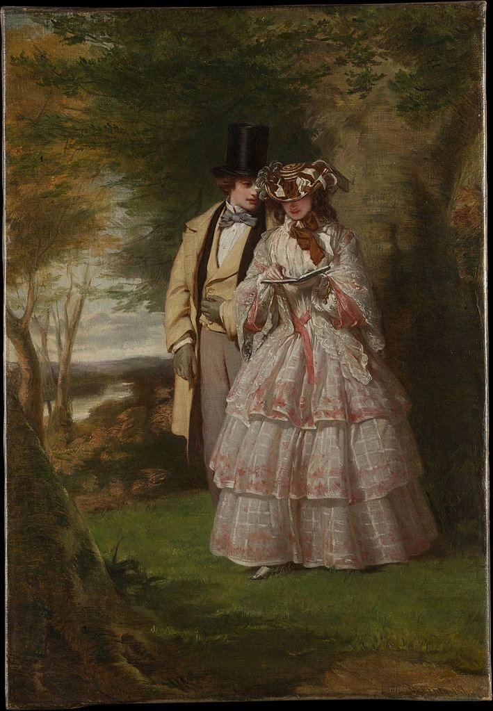 Le due figure centrali in Derby Day - Metropolitan Museum of Art, New York